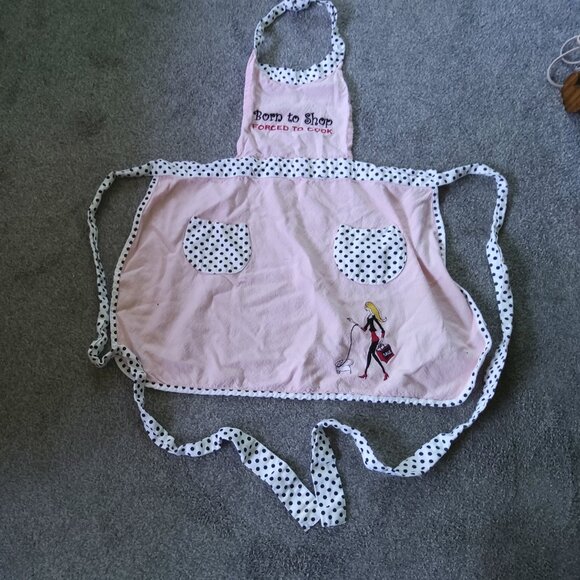 PINK APRIN WI5H "BORN TO SHOP FORCED TO COOK" - Picture 1 of 1